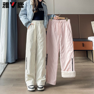 雅鹿防水羽绒裤女外穿冬季2026新款东北零下40度防寒直筒加厚棉裤