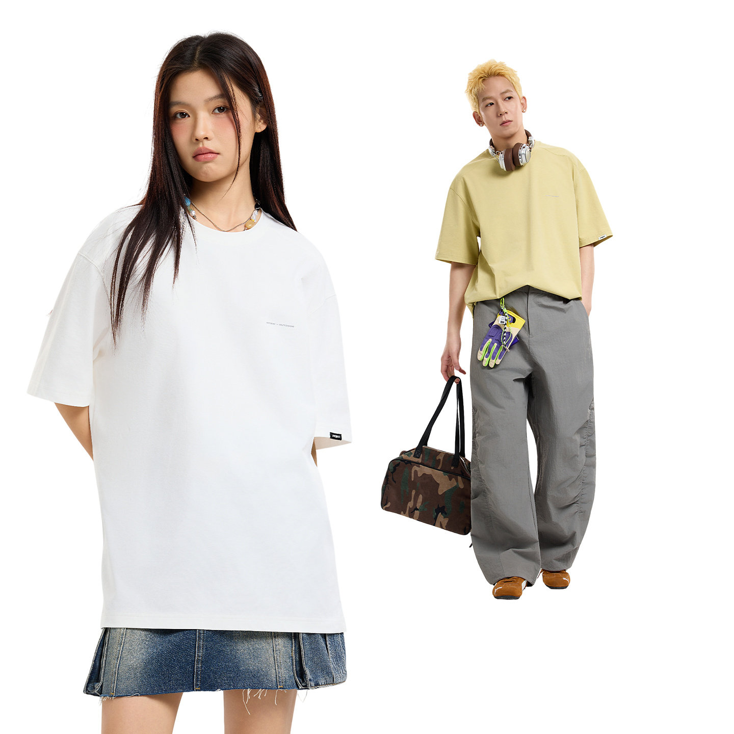 美特斯邦威T恤男女同款26夏季新款情侣款纯棉印花宽松短袖T恤上衣 59元