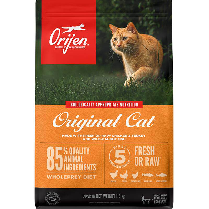 Orijen原始猎食渴望猫粮成猫幼猫原味鸡肉猫粮1.8kg全价无谷进口 285元