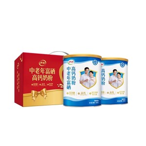伊利欣活官方正品旗舰店富硒高钙礼盒中老年奶粉700g*2成人奶粉