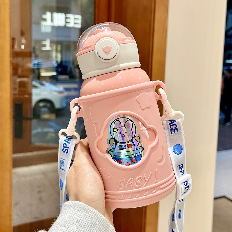 儿童保温杯316食品级吸管杯子可爱便捷斜挎幼儿园学生迪士尼水杯